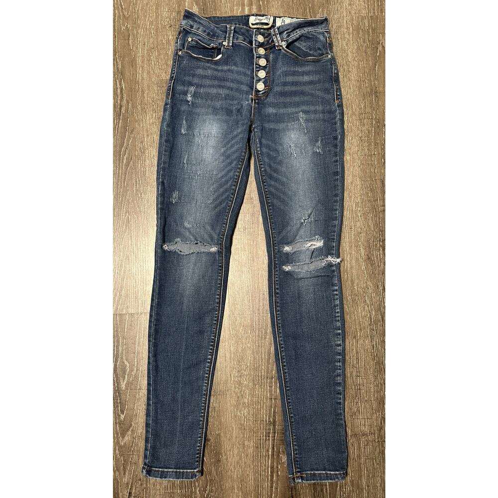 Indigo Rein Junior’s Jeans Size 5 Skinny Ankle Distressed